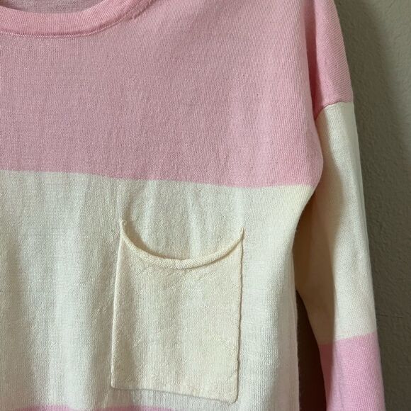 Theory 100% Wool Striped Pocket Sweater - Picture 2 of 9